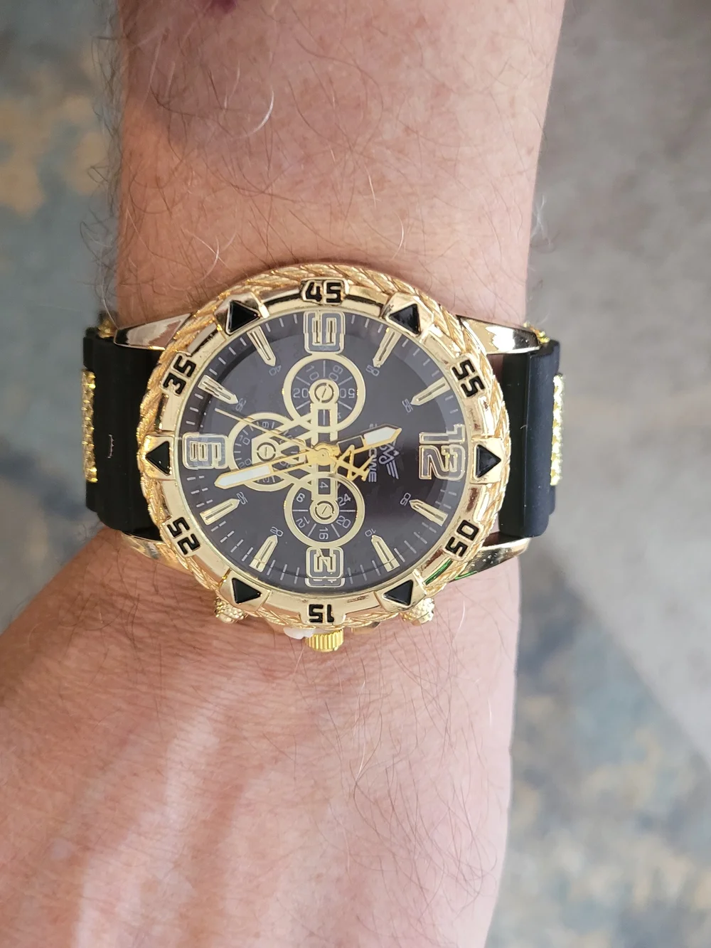 Zhowe Gold-Tone Chronograph Sport Watch with Black Dial